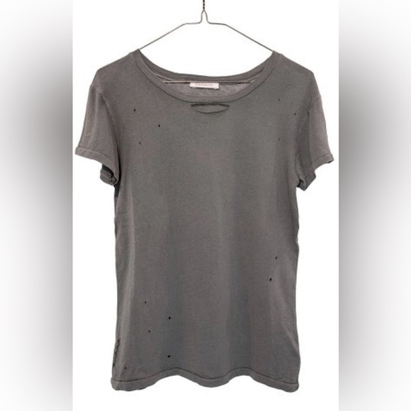 Ragdoll 100% Cotton Grey distressed destroyed short sleeve top women's size S - Picture 2 of 11